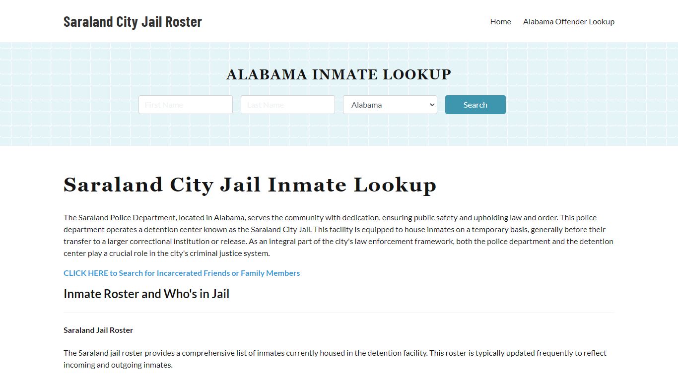 Saraland Police Department & City Jail, AL Inmate Roster, Arrests, Mugshots